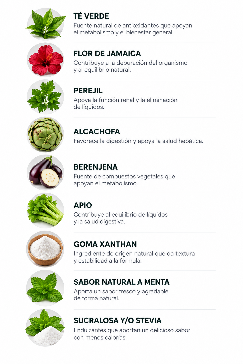 Infografía de ingredientes naturales en español