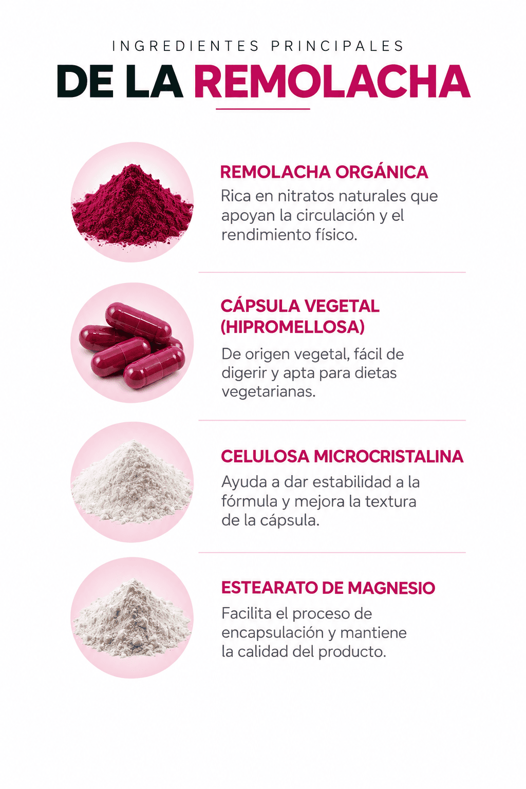 Ingredientes principales de la remolacha